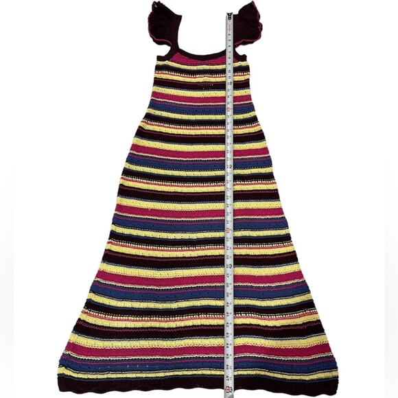 NWT Zara Special Edition Crochet Colorful Flutter Sleeve Maxi Sheer Dress Size S - Picture 8 of 8